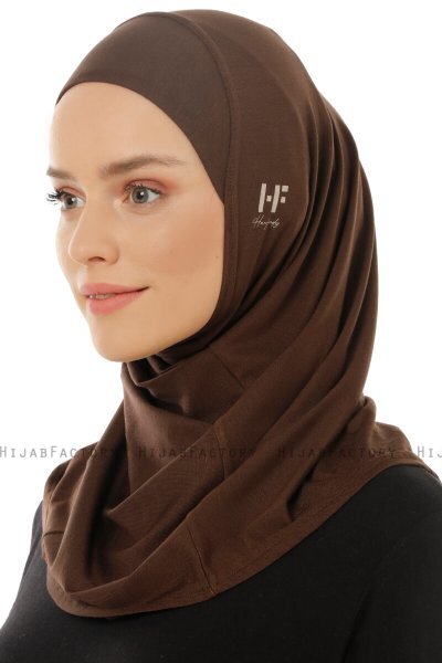 Hanfendy Plain Logo - Hijab One-Piece Marrone