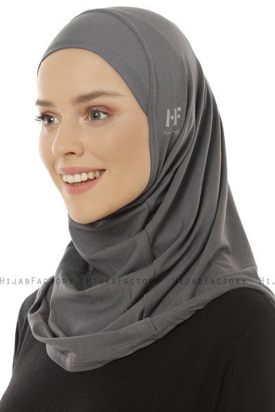 Hanfendy Plain Logo - Hijab One-Piece Grigio Scuro