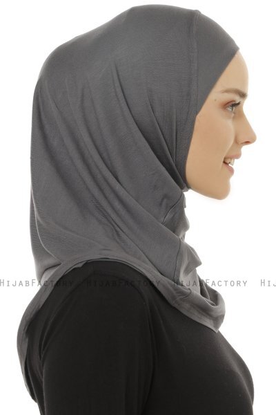 Hanfendy Plain Logo - Hijab One-Piece Grigio Scuro