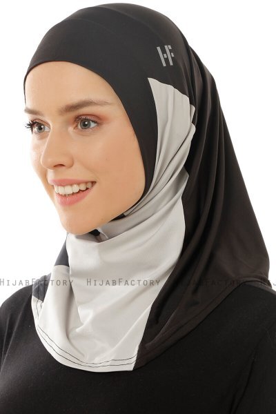 Esin - Hijab One-Piece Nero & Grigio Chiaro & Antracite