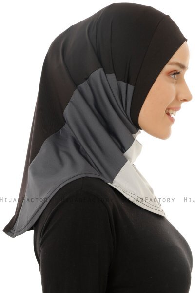 Esin - Hijab One-Piece Nero & Grigio Chiaro & Antracite