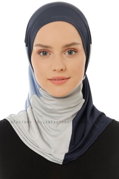Esin - Hijab One-Piece Blu Navy & Grigio Chiaro & Azzurro