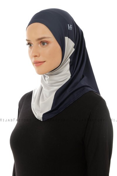 Esin - Hijab One-Piece Blu Navy & Grigio Chiaro & Azzurro