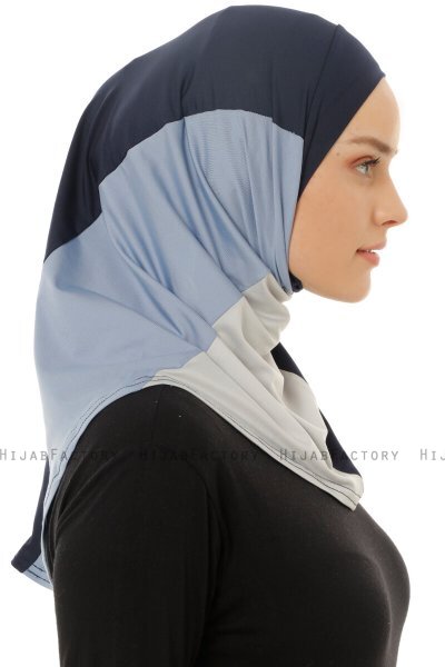Esin - Hijab One-Piece Blu Navy & Grigio Chiaro & Azzurro