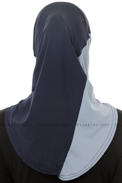 Esin - Hijab One-Piece Blu Navy & Grigio Chiaro & Azzurro