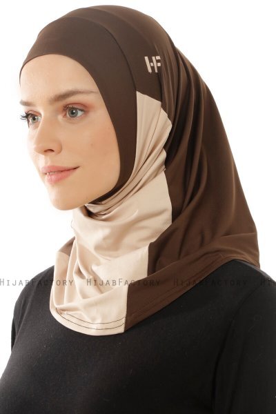 Esin - Hijab One-Piece Marrone & Taupe Chiaro & Taupe Scuro