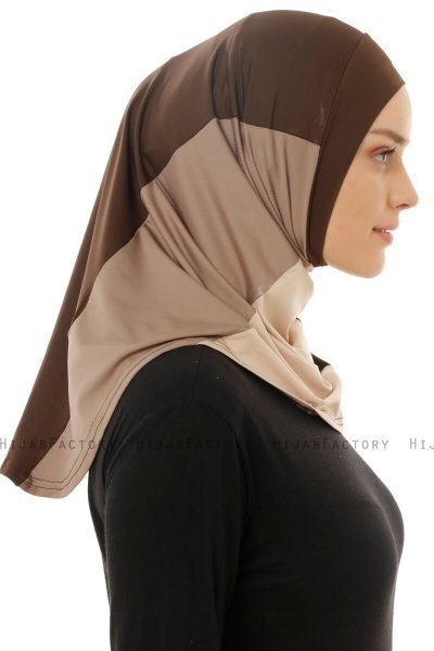 Esin - Hijab One-Piece Marrone & Taupe Chiaro & Taupe Scuro