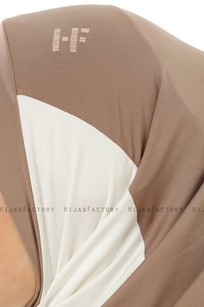 Esin - Hijab One-Piece Taupe Scuro & Creme & Taupe Chiaro