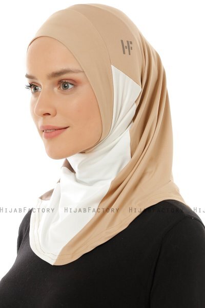 Esin - Hijab One-Piece Beige & Creme & Taupe Scuro