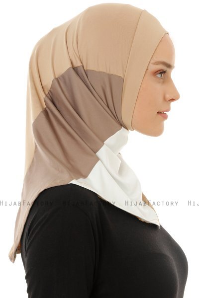 Esin - Hijab One-Piece Beige & Creme & Taupe Scuro