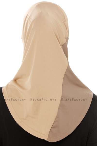 Esin - Hijab One-Piece Beige & Creme & Taupe Scuro