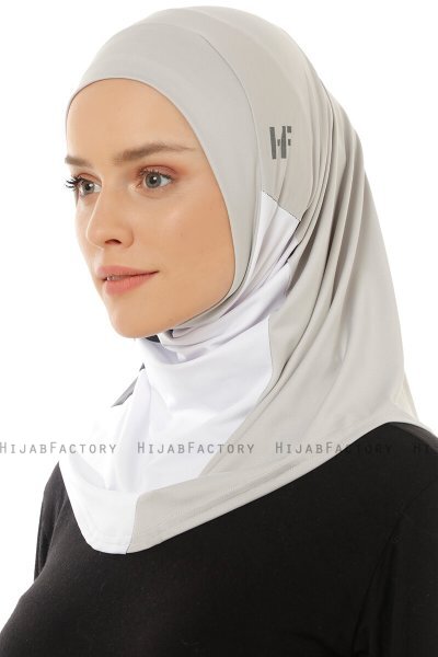 Esin - Hijab One-Piece Grigio Chiaro & Bianca & Antracite