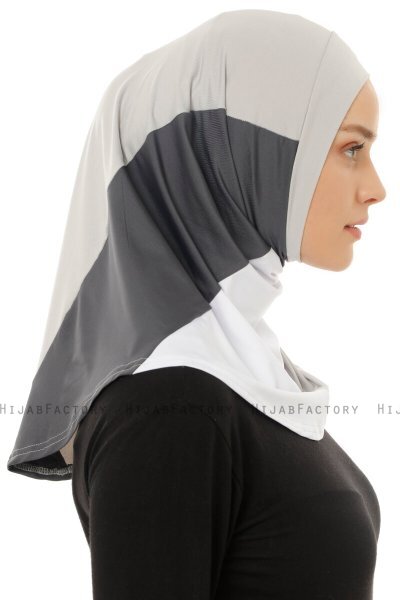 Esin - Hijab One-Piece Grigio Chiaro & Bianca & Antracite