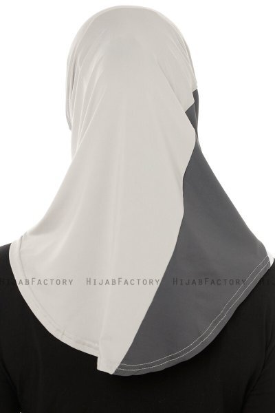 Esin - Hijab One-Piece Grigio Chiaro & Bianca & Antracite
