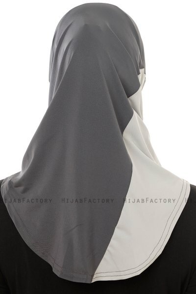Esin - Hijab One-Piece Antracite & Azzurro & Grigio Chiaro