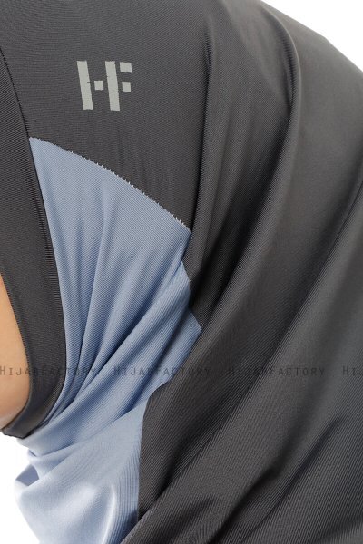Esin - Hijab One-Piece Antracite & Azzurro & Grigio Chiaro