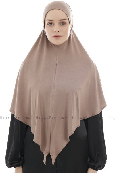  Ajda - Hijab Taupe Scuro Con Cerniera
