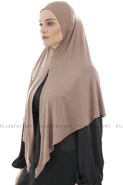  Ajda - Hijab Taupe Scuro Con Cerniera