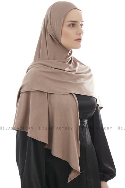  Ajda - Hijab Taupe Scuro Con Cerniera