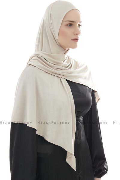  Ajda - Hijab Taupe Chiaro Con Cerniera