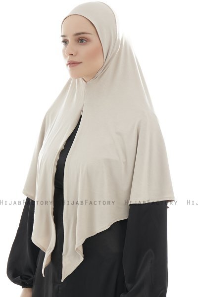  Ajda - Hijab Taupe Chiaro Con Cerniera