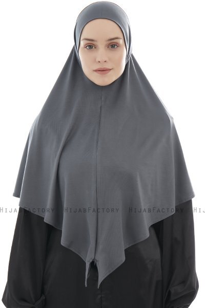  Ajda - Hijab Grigio Scuro Con Cerniera