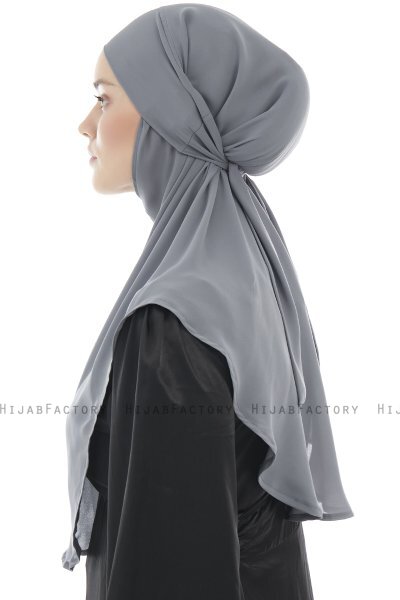 Ebrar - Hijab Al Amira Crepe Chiffon Grigio Scuro