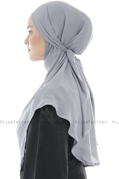Ebrar - Hijab Al Amira Crepe Chiffon Grigio Chiaro