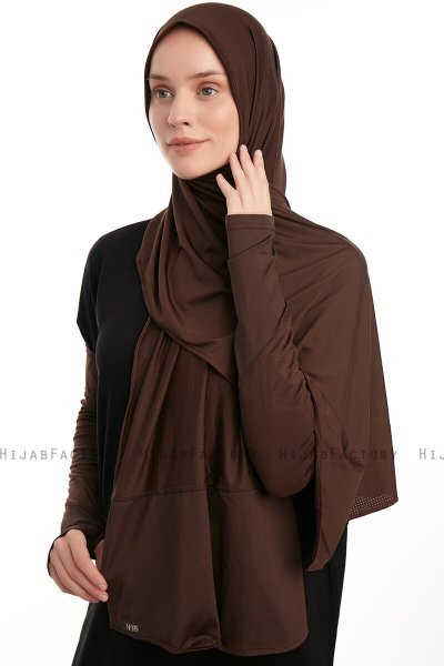 Azize - Pro Scarf Sport Hijab Set Marrone