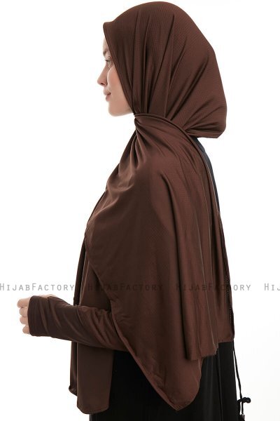 Azize - Pro Scarf Sport Hijab Set Marrone