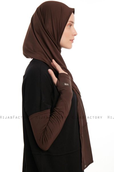 Azize - Pro Scarf Sport Hijab Set Marrone