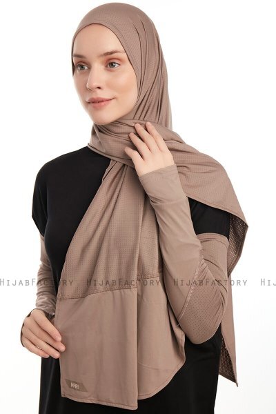 Azize - Pro Scarf Sport Hijab Set Taupe Scuro