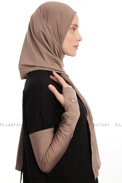 Azize - Pro Scarf Sport Hijab Set Taupe Scuro