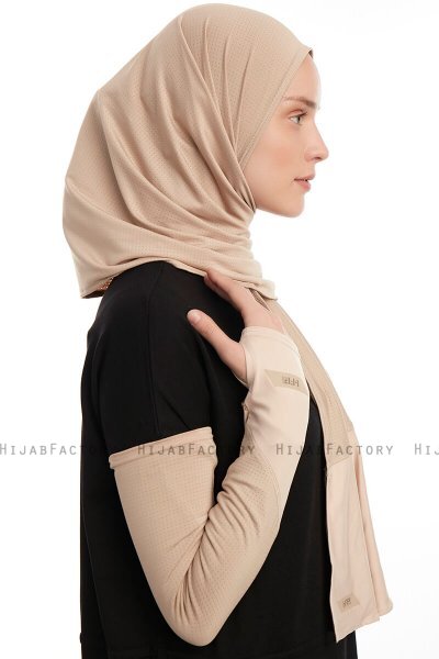 Azize - Pro Scarf Sport Hijab Set Taupe Chiaro