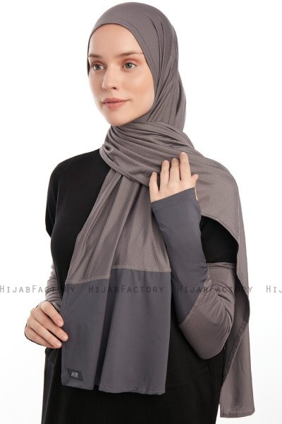 Azize - Pro Scarf Sport Hijab Set Grigio Scuro