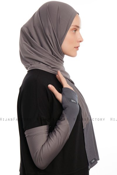 Azize - Pro Scarf Sport Hijab Set Grigio Scuro
