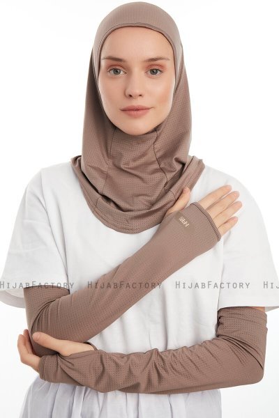 Bayda - Pro Sport Hijab Set Taupe Scuro