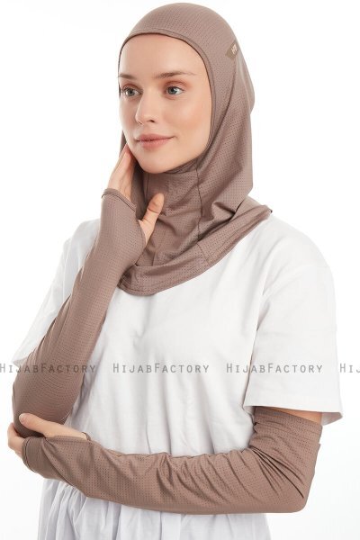 Bayda - Pro Sport Hijab Set Taupe Scuro