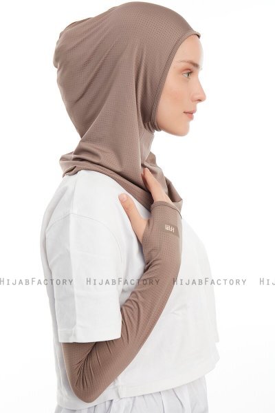 Bayda - Pro Sport Hijab Set Taupe Scuro