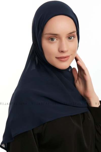 Eylem - Hijab Chiffon One Piece Blu Navy