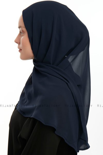 Eylem - Hijab Chiffon One Piece Blu Navy