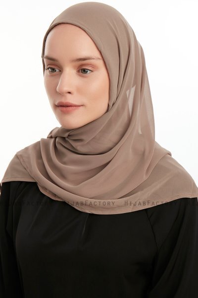 Eylem - Hijab Chiffon One Piece Taupe Scuro