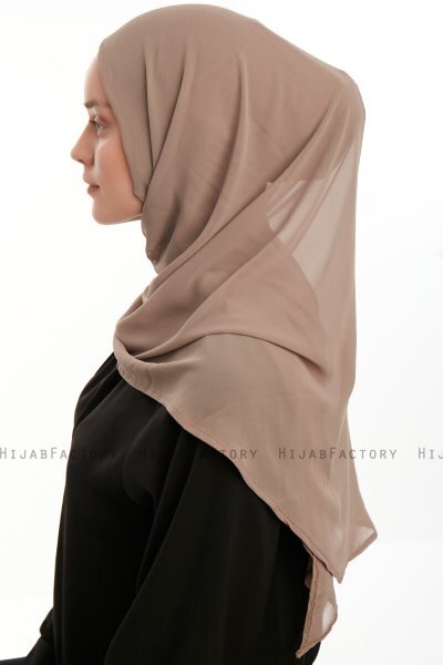 Eylem - Hijab Chiffon One Piece Taupe Scuro