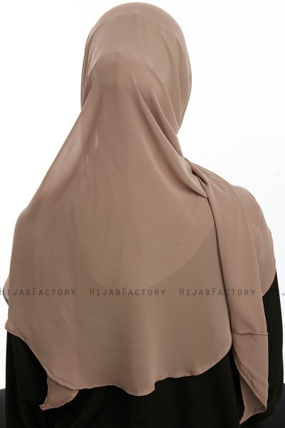 Eylem - Hijab Chiffon One Piece Taupe Scuro