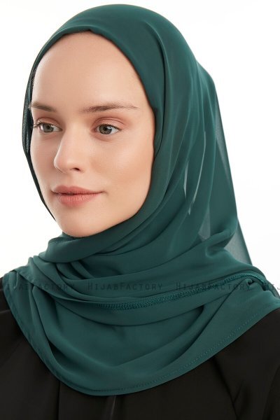 Eylem - Hijab Chiffon One Piece Verde Scuro