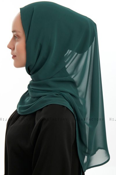 Eylem - Hijab Chiffon One Piece Verde Scuro
