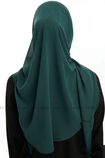 Eylem - Hijab Chiffon One Piece Verde Scuro