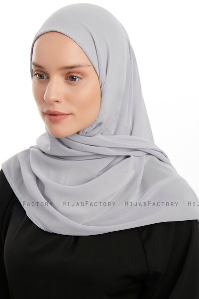 Eylem - Hijab Chiffon One Piece Grigio Chiaro