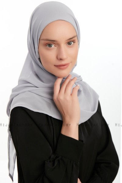 Eylem - Hijab Chiffon One Piece Grigio Chiaro