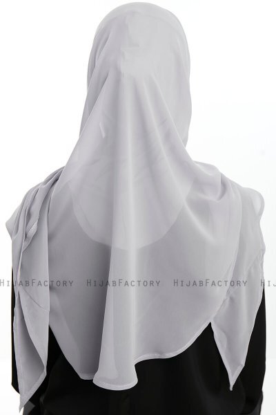 Eylem - Hijab Chiffon One Piece Grigio Chiaro